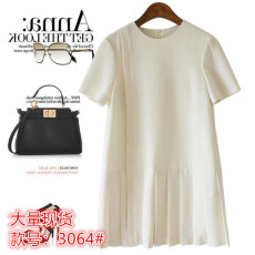 批发清仓<b class='q'>货</b>捡漏<b class='q'>尾</b>单剪标女装一线<b class='q'>品牌</b>原外贸醋酸下摆百褶小A字连衣裙