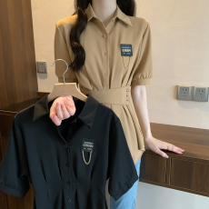 批发大码女装2023夏季新款正肩收腰显瘦衬衫胖MM时尚遮肚子设计感上衣
