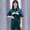 字母刺绣亮片设计2023夏装新品筱芮范垫肩polo衫短裤休闲时尚套装轮播图2
