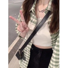 批发格子衬衫女夏季薄款2023新款宽松原宿风设计感小众短袖叠穿衬衣