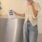 2023新款小心机开衫小众设计感上衣气质短袖薄款特色针织衫女轮播图1