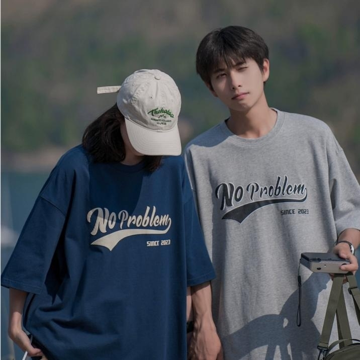 Real price pure cotton wrap collar 2023 summer new 200g pure cotton shoulder strip loose print short-sleeved t-shirt