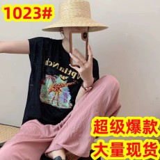 批发欧洲站夏季卡通字母绣花冰丝亚麻短袖<b class='q'>毛衣</b> 通勤宽松针织百搭体恤