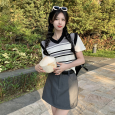 批发实拍~2026大码女装韩版个性拼接条纹假<b class='q'>两件</b>套连衣裙胖mm百搭长裙