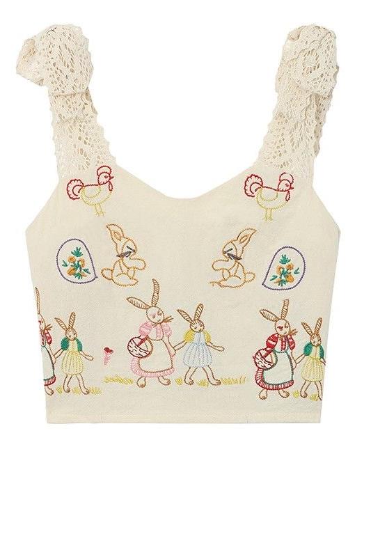  new pure desire rabbit embroidery strap suspenders sleeveless vest suspenders