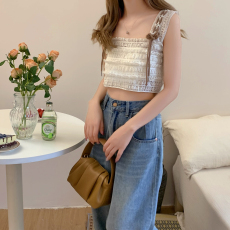 批发实拍设计感绑带镂空无袖<b class='q'>吊带</b><b class='q'>背心</b>女夏季别致辣妹短款<b class='q'>露</b><b class='q'>脐</b>上衣