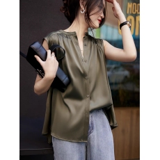 批发笑涵阁享受品质弹力缎肩部褶饰<b class='q'>衬衫</b>上衣