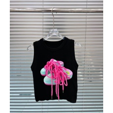 批发23小众街头风时髦鞋子绑带无袖背心女爆款设计感风独特<b class='q'>上衣</b>夏季潮