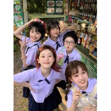 批发绣花配领带泰国校服娜诺泰式jk衬衫制服<b class='q'>运动</b>会高中学生毕业班服春