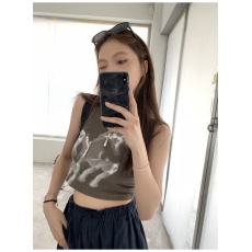 批发百合 已出货 罗纹 修身短款工字<b class='q'>背心</b>女百搭打底无袖上衣