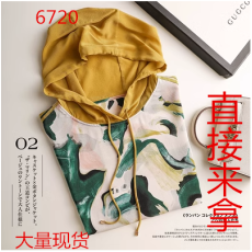 批发<b class='q'>正品</b>新款<b class='q'>专柜</b>外贸真丝桑蚕丝印花T恤女短袖2023夏季连帽上衣