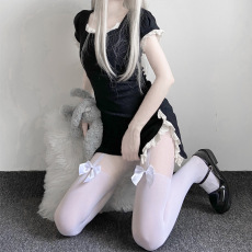 批发夏季薄款Lolita蝴蝶结吊带白色<b class='q'>丝袜</b>子jk少女辣妹假高筒连裤ins潮