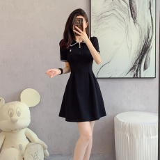 批发实拍2026夏季新款短袖polo领通勤时尚百搭休闲宽松遮肉连衣裙女