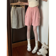 批发实价-官图 夏季新款宽松休闲显瘦阔腿百搭五分工装短裤女