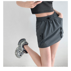 批发实价-官图 夏季新款宽松休闲显瘦A字百搭抽绳短裙工装裙女