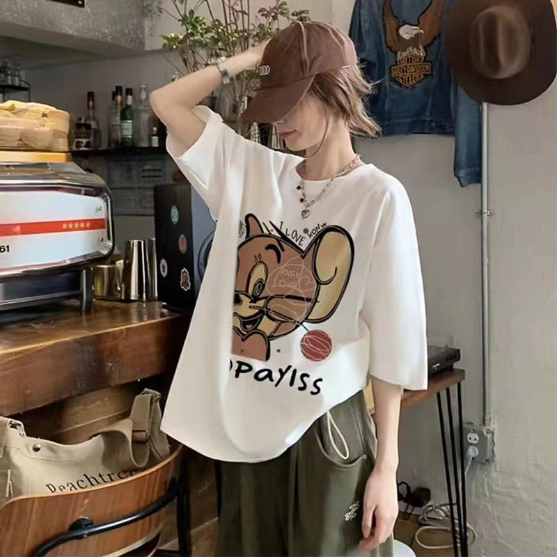 T-shirt short-sleeved women's 2023 summer new American style loose top trendy brand cartoon T-shirt