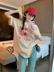官图韩国Mardi小雏菊重磅纯棉后包领有缝边潮牌韩版夏装短袖T恤女