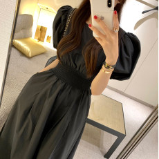 批发已出货    泡泡袖<b class='q'>连衣裙</b>夏新款法式气质女神收腰超仙轻熟风长裙