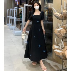 批发<b class='q'>实拍</b> <b class='q'>大码</b>2026重工蝴蝶气质显瘦微胖妹妹连衣裙设计感小黑裙长裙