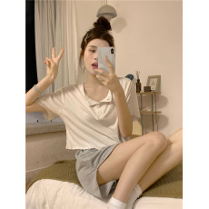 实拍实价韩版ins纯欲感宽松舒适短袖短裤休闲运动家居服可外穿
