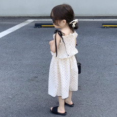 批发韩国女童夏季波点套装2023新款<b class='q'>儿童</b>吊带背心阔腿裤两件套宝宝夏装