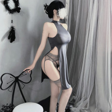 情趣内衣性感旗袍开叉长裙露臀睡衣女夏高弹大码制服角色扮演代发
