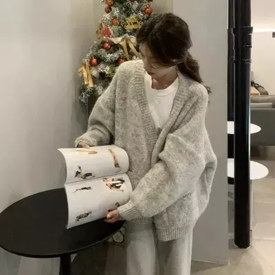 빈티지 데일리 V넥 울 카디건 상세 이미지 1