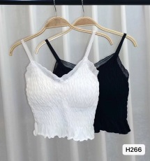 实价 邱肉瑶同款木耳边v领吊带背心女夏内搭设计感小众外抹胸上衣