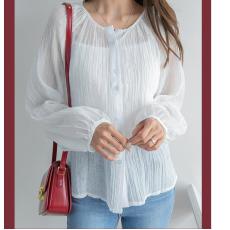 批发韩版春夏季文艺小清新<b class='q'>长袖</b>衬衫原宿风休闲百搭宽松衬衣上衣女潮