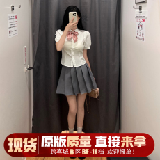 实拍纯欲风辣妹收腰短裙jk制服套装2023年新款灰色百褶连衣裙子女
