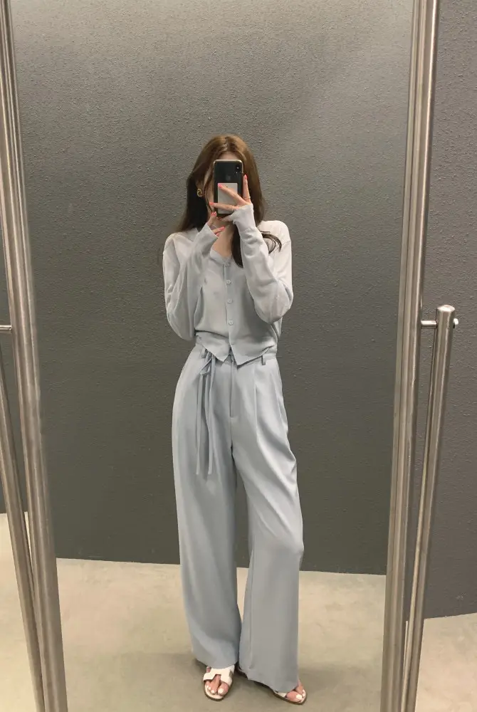 한국 스타일 단추 니트 셔츠 상세 이미지 16