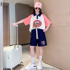 批发<b class='q'>女</b><b class='q'>童</b>夏装套装2026新款薄款洋气Polo衫短袖儿童夏季短裤休闲两件套