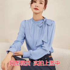 批发网图衬衫女2026春秋新款设计感小众长袖雪纺衬衣女士宽松职业<b class='q'>上衣</b>