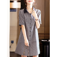 批发限价+12+小视频 polo领格子女夏2026新款韩版宽松显瘦直筒连衣<b class='q'>裙</b>