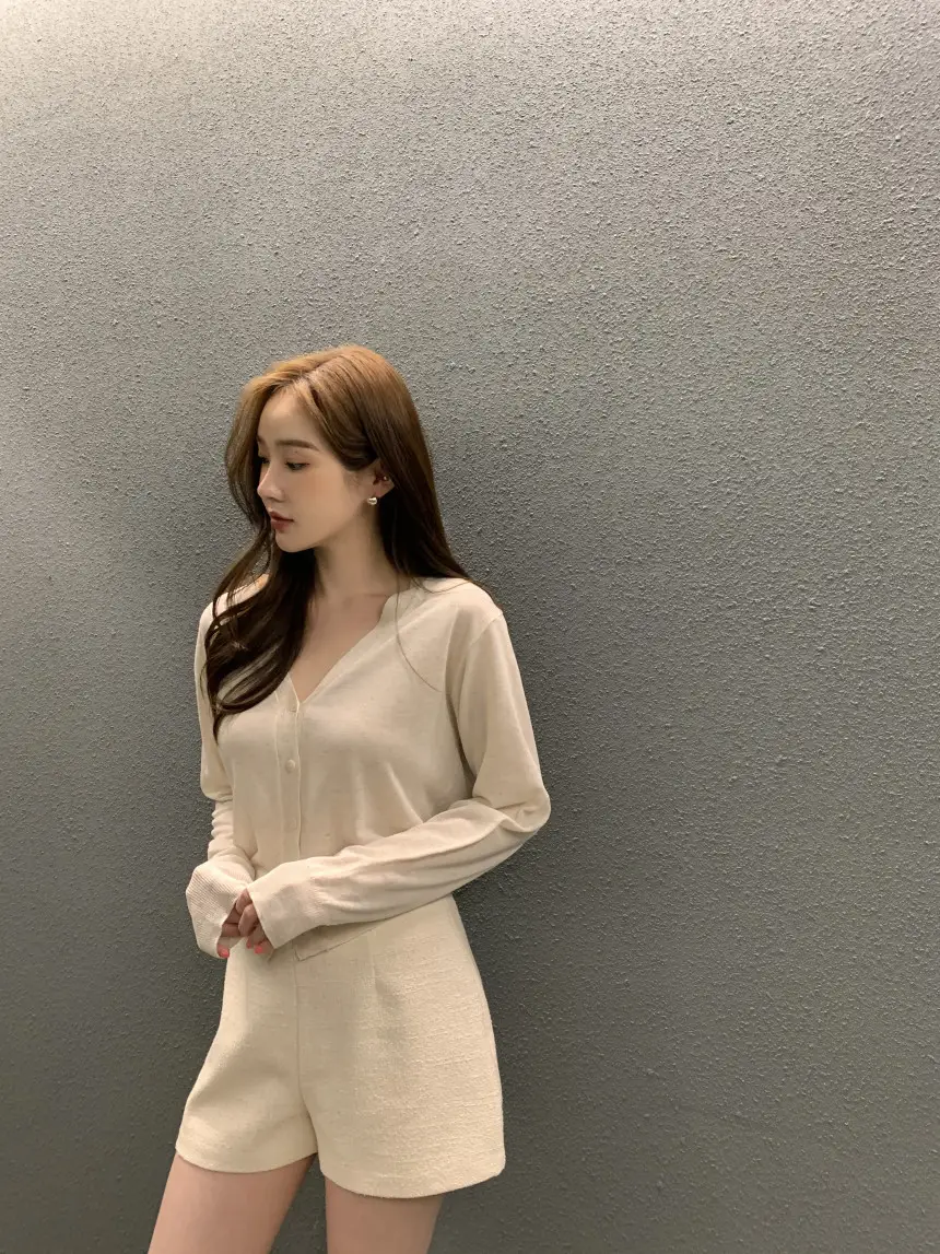 한국 스타일 단추 니트 셔츠 상세 이미지 2