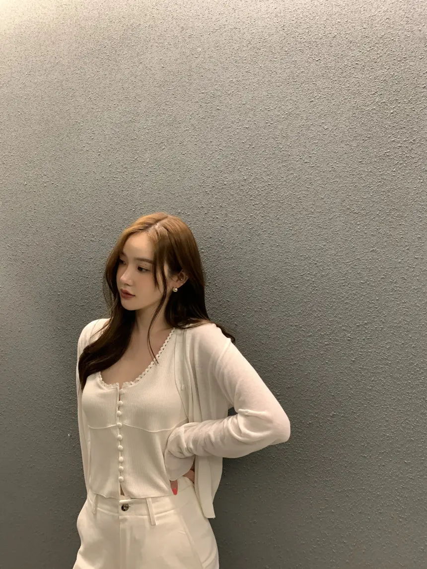 한국 스타일 단추 니트 셔츠 상세 이미지 6