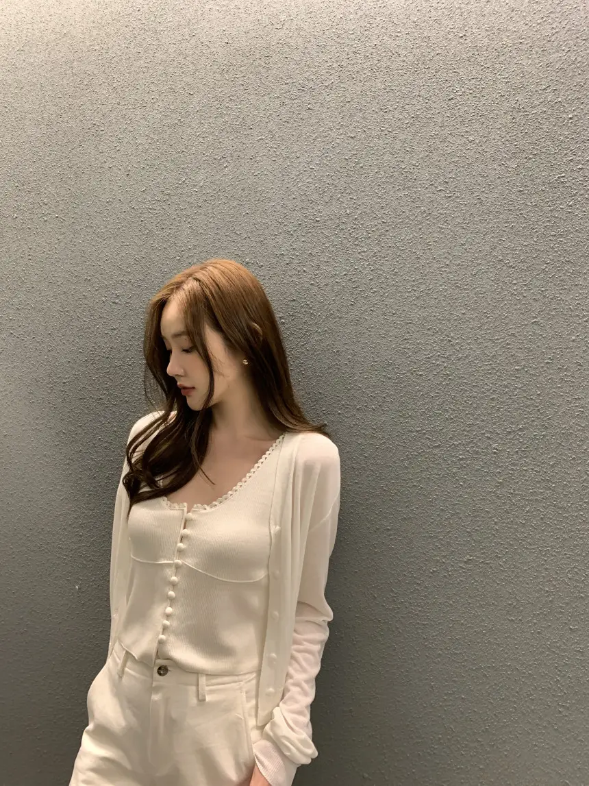 한국 스타일 단추 니트 셔츠 상세 이미지 8