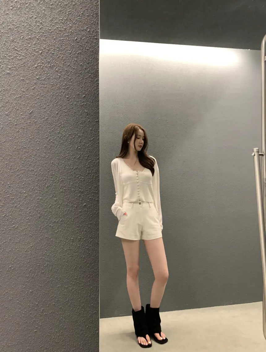 한국 스타일 단추 니트 셔츠 상세 이미지 9