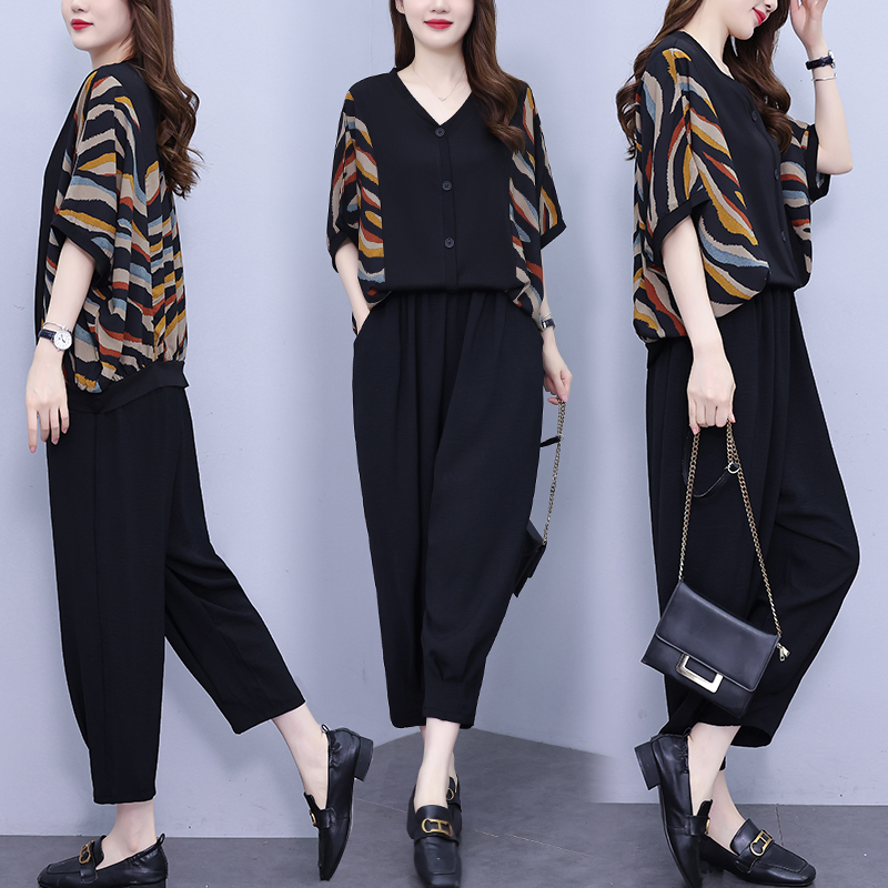 RY3287# 实拍2026大码休闲胖妹妹套装夏新款女装洋气减龄微胖显瘦两件套