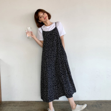 批发阔腿连体<b class='q'>裤裙</b>女2026夏大码吊带波点连衣裤休闲宽松<b class='q'>雪纺</b>背带九分裤