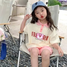 批发女大童夏季套装2025新款短袖短<b class='q'>裤</b>女童夏天薄款透气<b class='q'>儿童</b>两件套