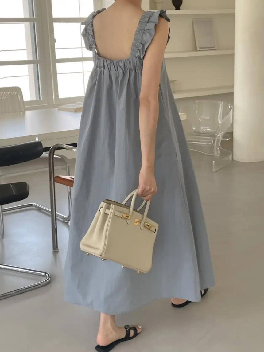 프렌치 스타일 아이보리·그레이 원피스 상세 이미지 9