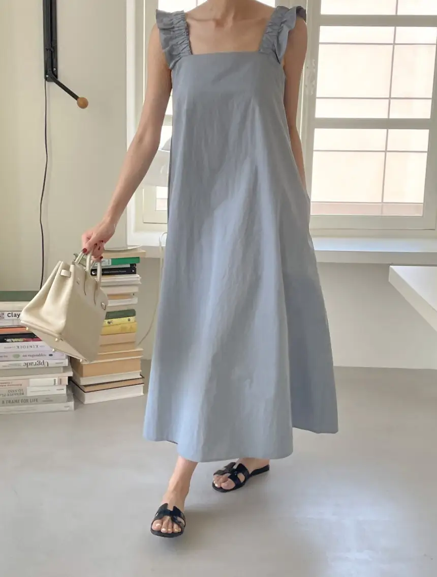 프렌치 스타일 아이보리·그레이 원피스 상세 이미지 11
