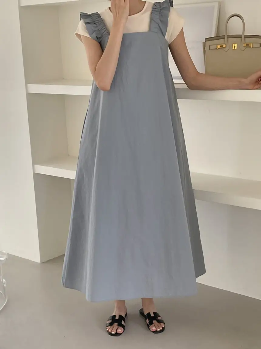 프렌치 스타일 아이보리·그레이 원피스 상세 이미지 16