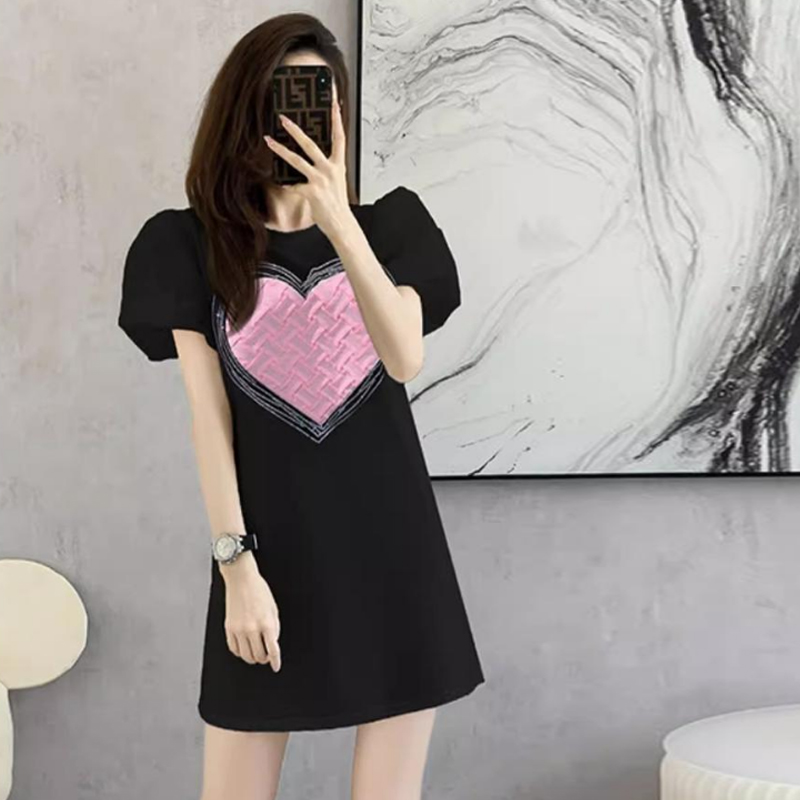 RM17147#连衣裙2023新款夏季设计感小众黑色泡泡袖裙子气质洋气高级...