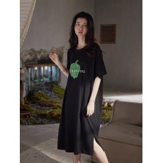 批发仿棉牛奶丝夏季韩版韩国大码长款连衣裙胖mm宽松过膝睡裙专供<b class='q'>外贸</b>