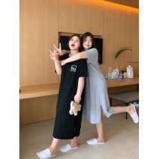 批发仿棉牛奶丝夏季韩版韩国大码长款连衣裙胖mm宽松过膝睡裙专供<b class='q'>外贸</b>