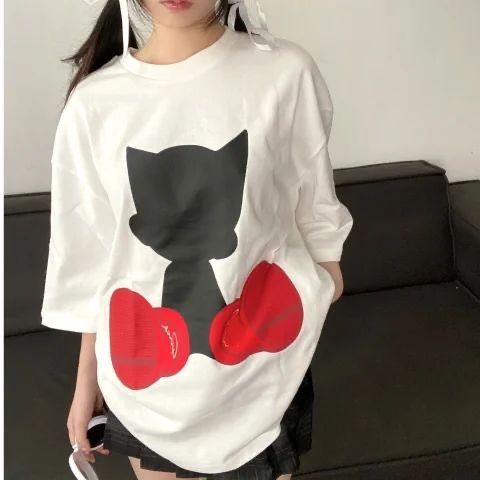 2024 spring and summer new heavy/combed cotton back collar with seams S-XXXL summer short-sleeved T-shirt for women