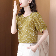 批发现高端真丝T恤上衣女夏季衬衣桑蚕丝短袖衬衫妈妈<b class='q'>贵</b><b class='q'>夫人</b>洋气小衫