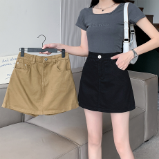 批发实拍夏款大码宽松高腰弹力休闲牛仔<b class='q'>短裙</b>裤胖MM高腰阔腿短裤A字裙